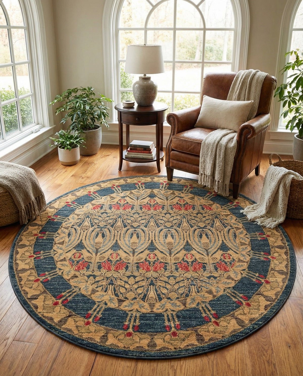 Chelsea Elegance Collection Area Rug -  Brompton (Navy Blue) Round Navy Blue  lifestyle 99
