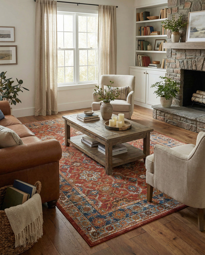 Patio Heritage Collection Area Rug -  Eden Rectangle Antique Red  lifestyle 30