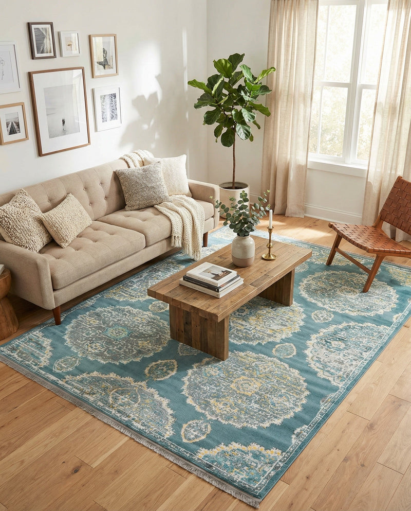Arcadia Rugs Collection Area Rug -  Atlantis (Gray and Blue) Rectangle Gray and Blue  lifestyle 17