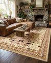 Tabriz Tapestries Collection Area Rug - Azerbaijan (Ivory) Rectangle Ivory  lifestyle 7