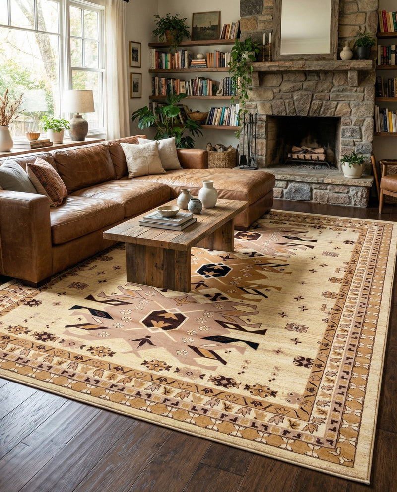 Tabriz Tapestries Collection Area Rug - Azerbaijan (Ivory) Rectangle Ivory  lifestyle 7