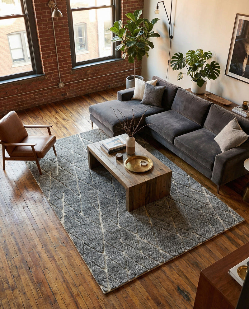 Sahara Berber Wool Collection Area Rug - Marrakesh Rectangle Silver Gray  lifestyle 13