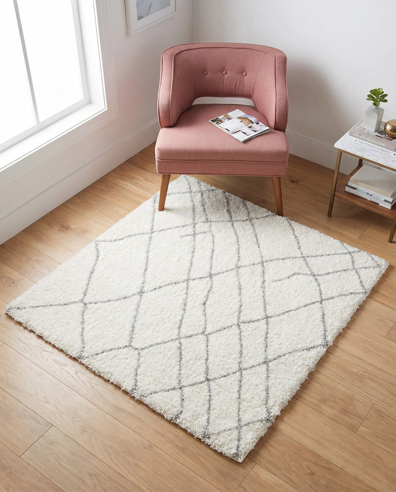 Cozy Haven Shag Collection Area Rug - Serenity (Ivory) Square Ivory  lifestyle 59