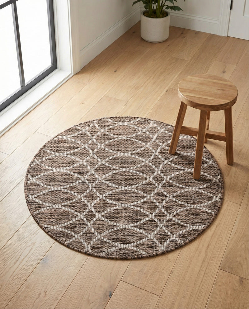 Savannah Pergola Collection Area Rug -  Pavilion (Brown) Round Brown  lifestyle 34