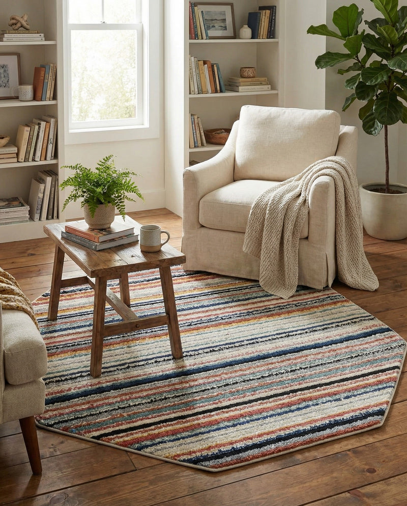 Marrakech Mosaic Collection Area Rug - Casablanca Octagon Ivory  lifestyle 41