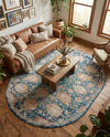 Seville Stripes Collection Area Rug -  Cordoba (Blue) Oval Blue  lifestyle 69
