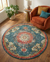 Brighton Terrace Collection Area Rug - Hove (Blue) Round Blue  lifestyle 77
