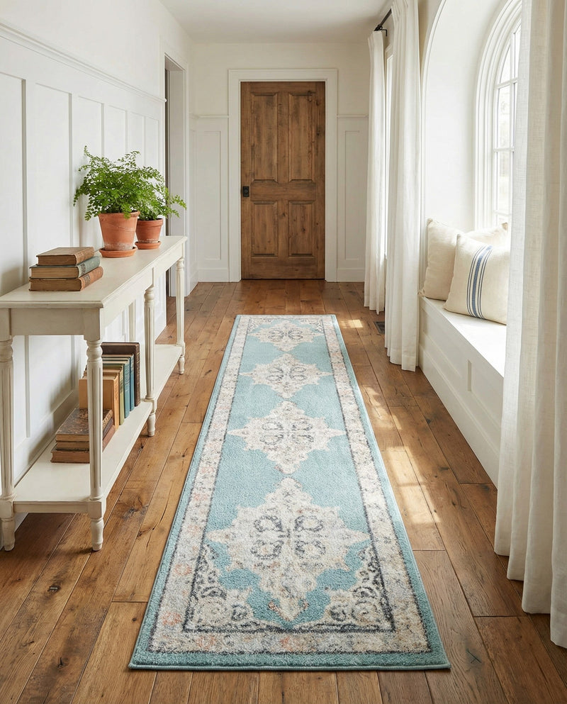 Beverly Grove Collection Area Rug -  Fairfax (Aqua) Runner Aqua  lifestyle 52