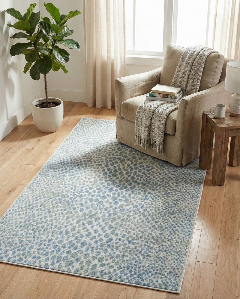 Aegean Elegance Washables Collection Area Rug -  Mykonos Rectangle Ivory Blue  lifestyle 31