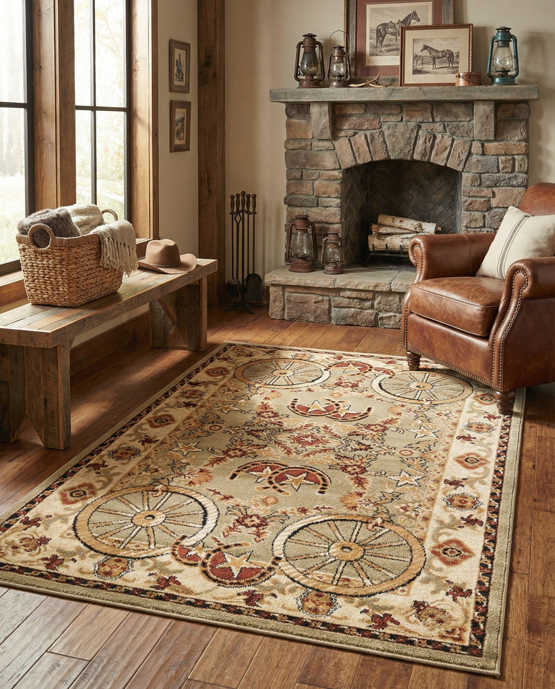 Frontier Trails Collection Area Rug -  Onyx Rectangle Green  lifestyle 49