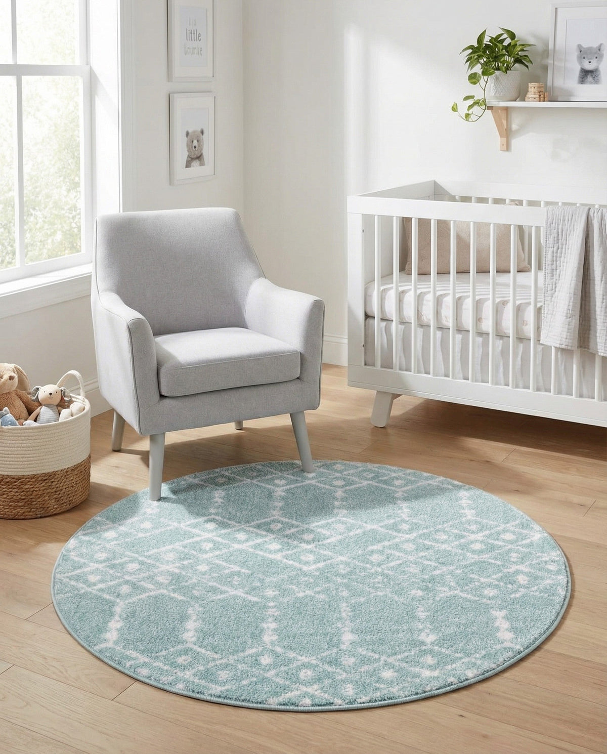 Marrakesh Lattice Collection Area Rug - Casablanca (Aqua) Round Aqua  lifestyle 110