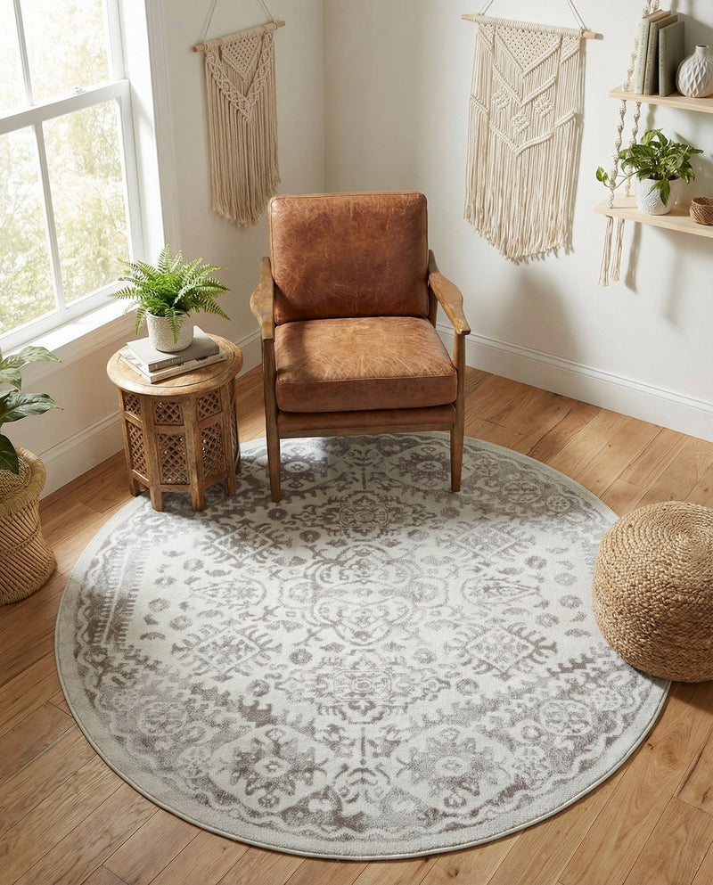 Cambridge Classics Collection Area Rug -  Fitzwilliam (Cream) Round Cream  lifestyle 75
