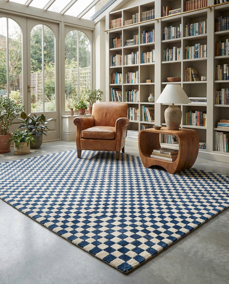 Shepherd's Glen Wool Collection Area Rug - Reykjavik Rectangle Blue and White  lifestyle 38