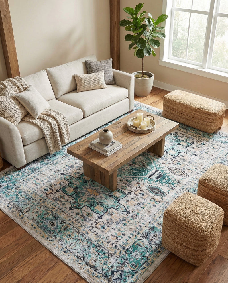 Laguna Sands Collection Area Rug -  Venice Rectangle Aqua Green  lifestyle 37