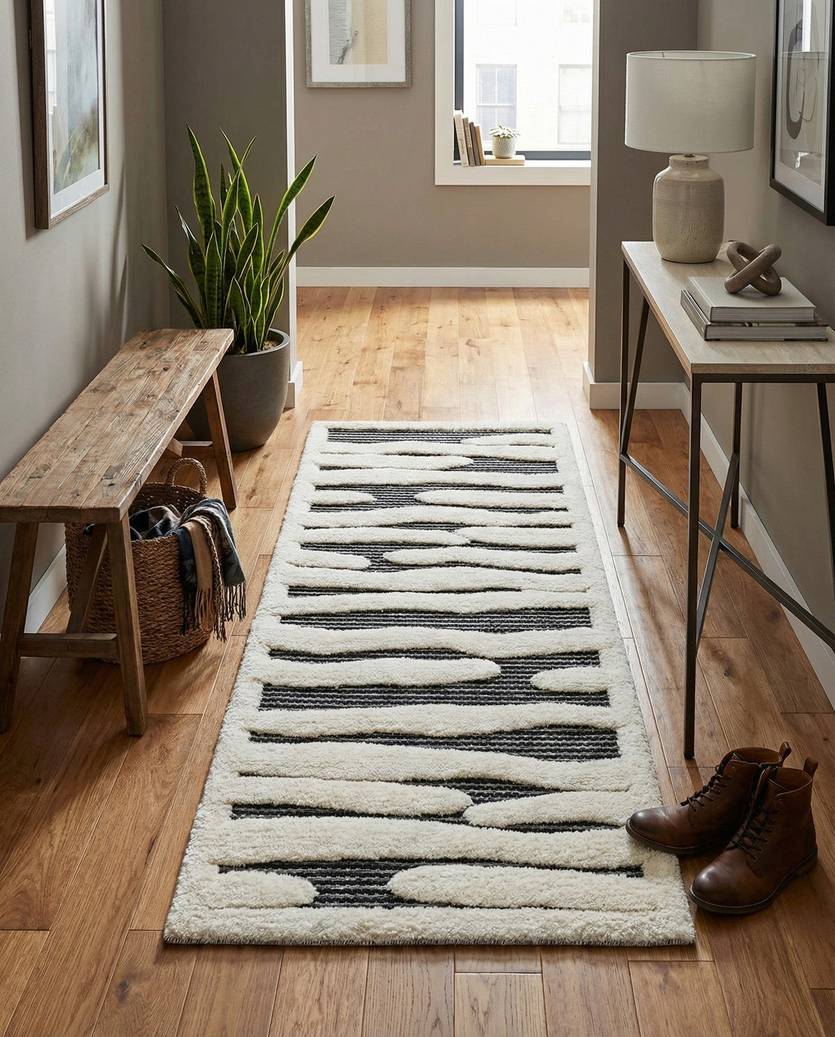 Monochrome Collection Area Rug - Slate Runner Gray  lifestyle 94