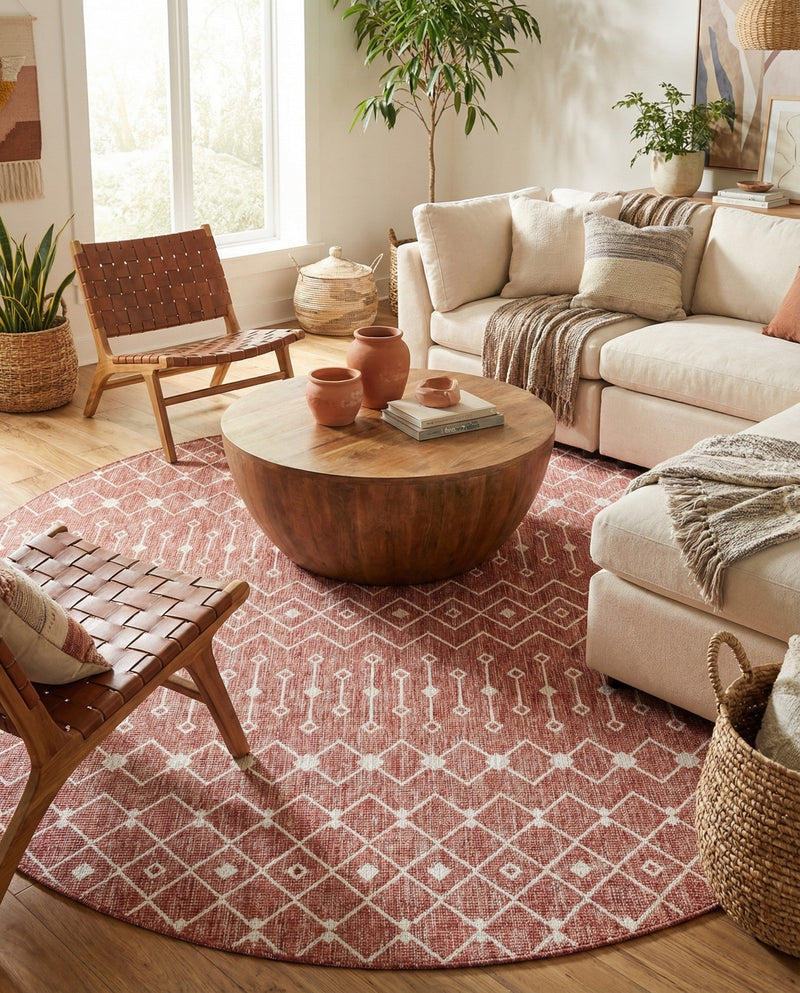 Savannah Pergola Collection Area Rug -  Pergola (Rust Red) Round Rust Red  lifestyle 87