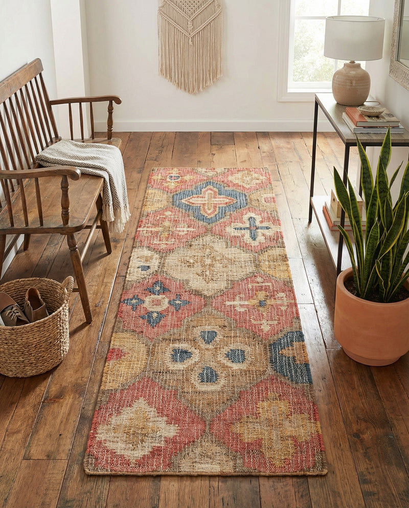 Benares Handwoven Jute Collection Area Rug - Ganges Runner Multi  lifestyle 52