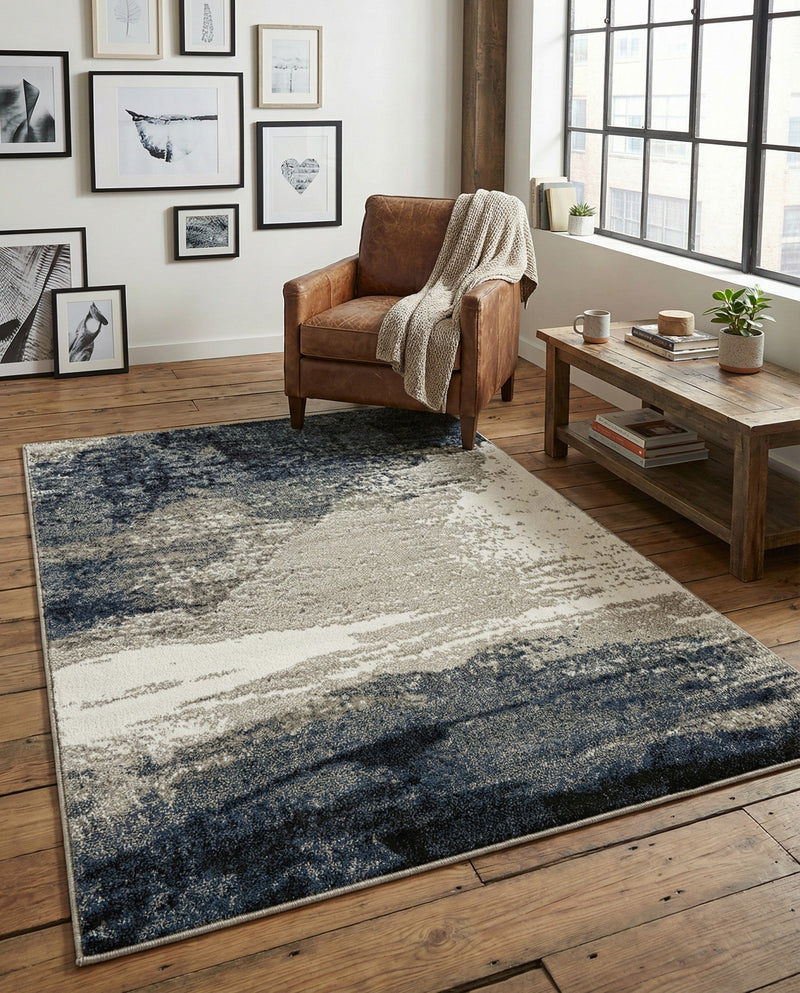 Copenhagen Edge Collection Area Rug - Nyhavn Rectangle Blue  lifestyle 49