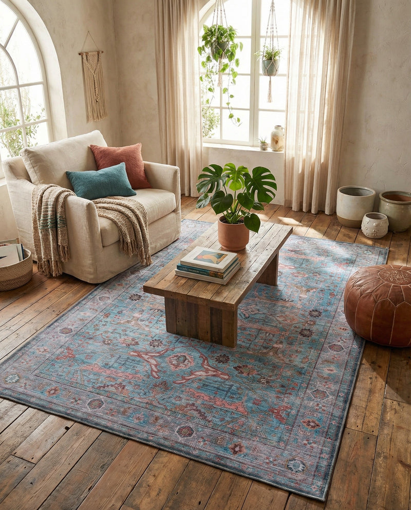 Zahara Oasis Collection Area Rug -  Marrakech Rectangle Blue  lifestyle 17