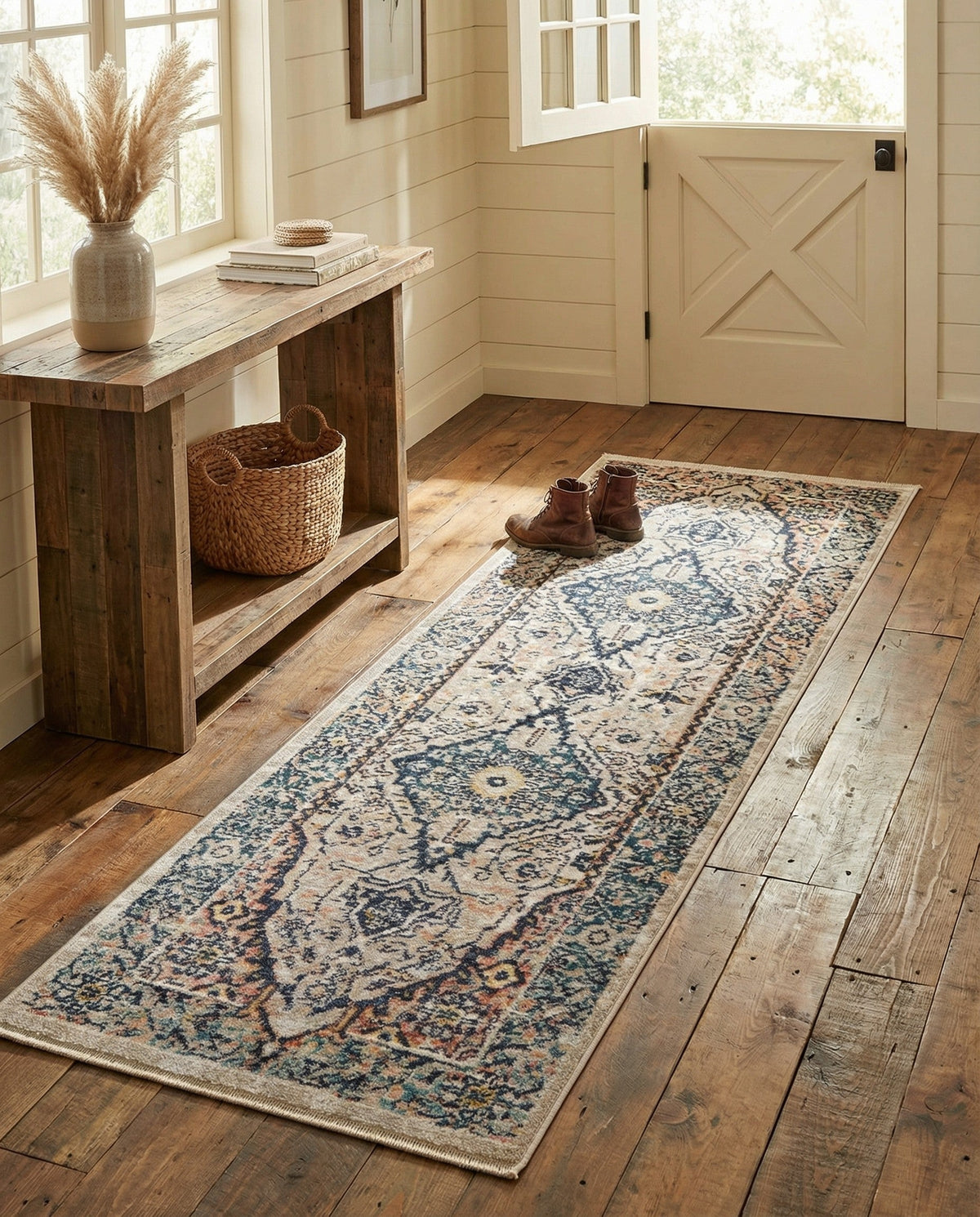 Seville Stripes Collection Area Rug - Cadiz (Blue) Runner Blue  lifestyle 82