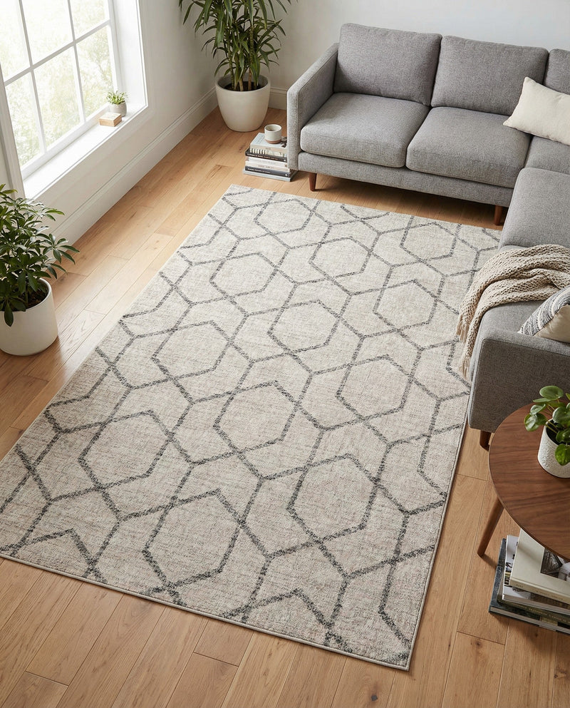 Geo Garden Lattice Collection Area Rug - Savannah Rectangle Ivory  lifestyle 29