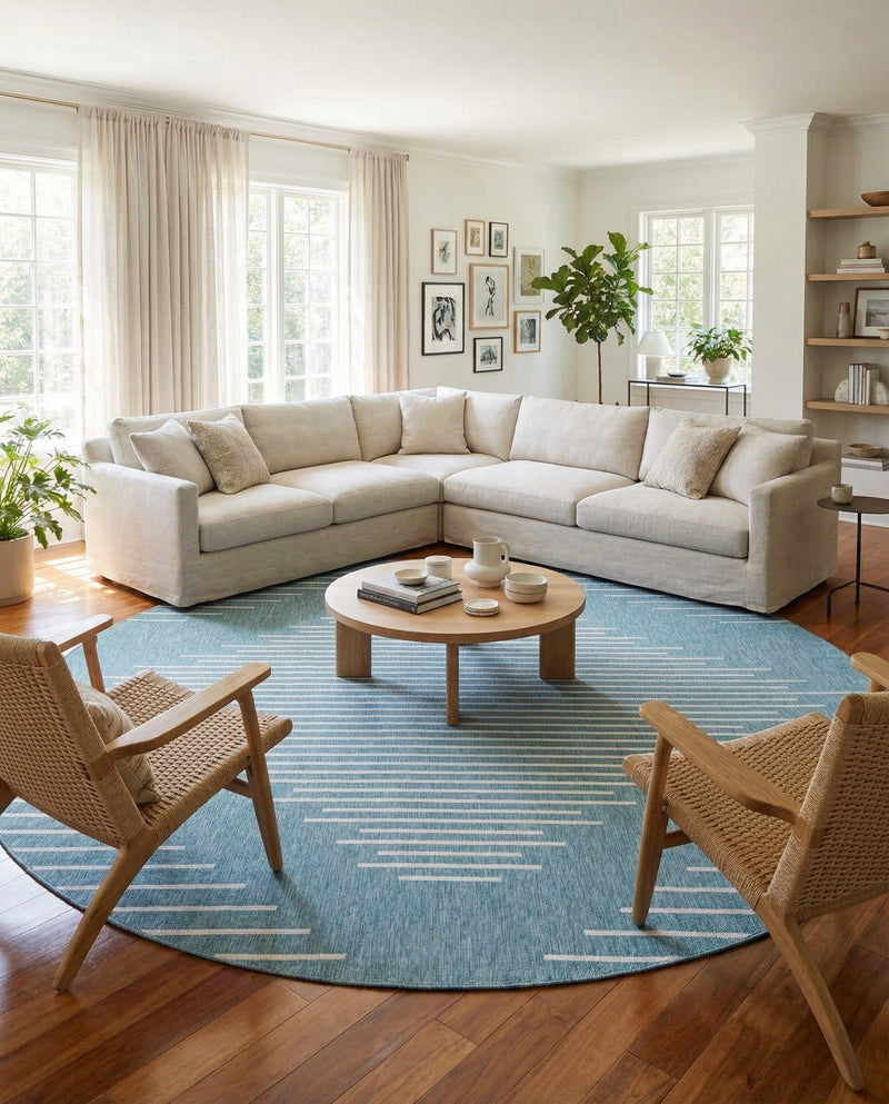 Urban Terrace Collection Area Rug -  Chelsea (Light Aqua) Round Light Aqua  lifestyle 21
