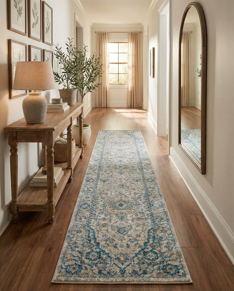 Seville Stripes Collection Area Rug - Cadiz (Light Gray) Runner Light Gray  lifestyle 37
