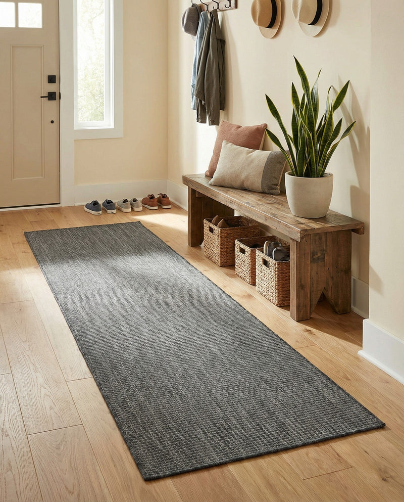 Seaside Serenity Collection Area Rug - Veranda (Black) Runner Black  lifestyle 41