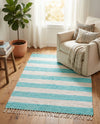 Tassel Trail Collection Area Rug - Pathway (Turquoise and Ivory) Rectangle Turquoise and Ivory  lifestyle 15