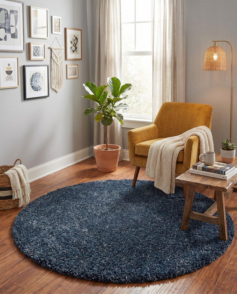 Alpine Plush Collection Area Rug -  Cortina (Marine Blue) Round Marine Blue  lifestyle 38