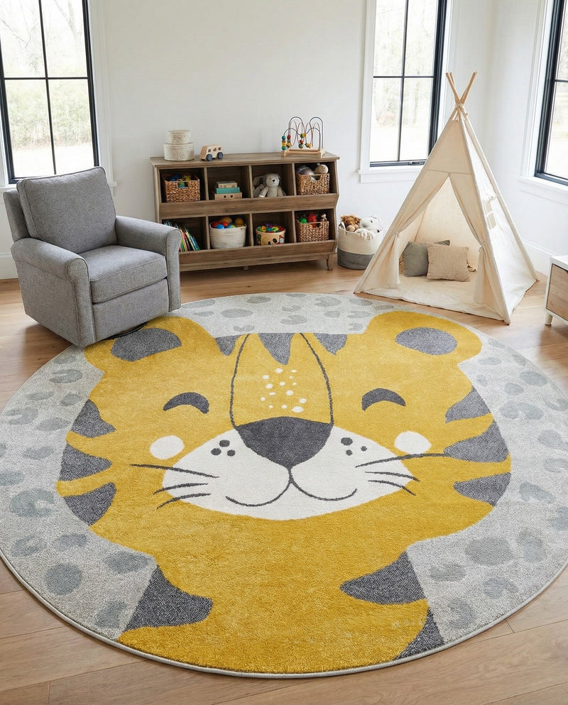 Wonder Tykes Collection Area Rug -  Doodle Round Gray  lifestyle 11