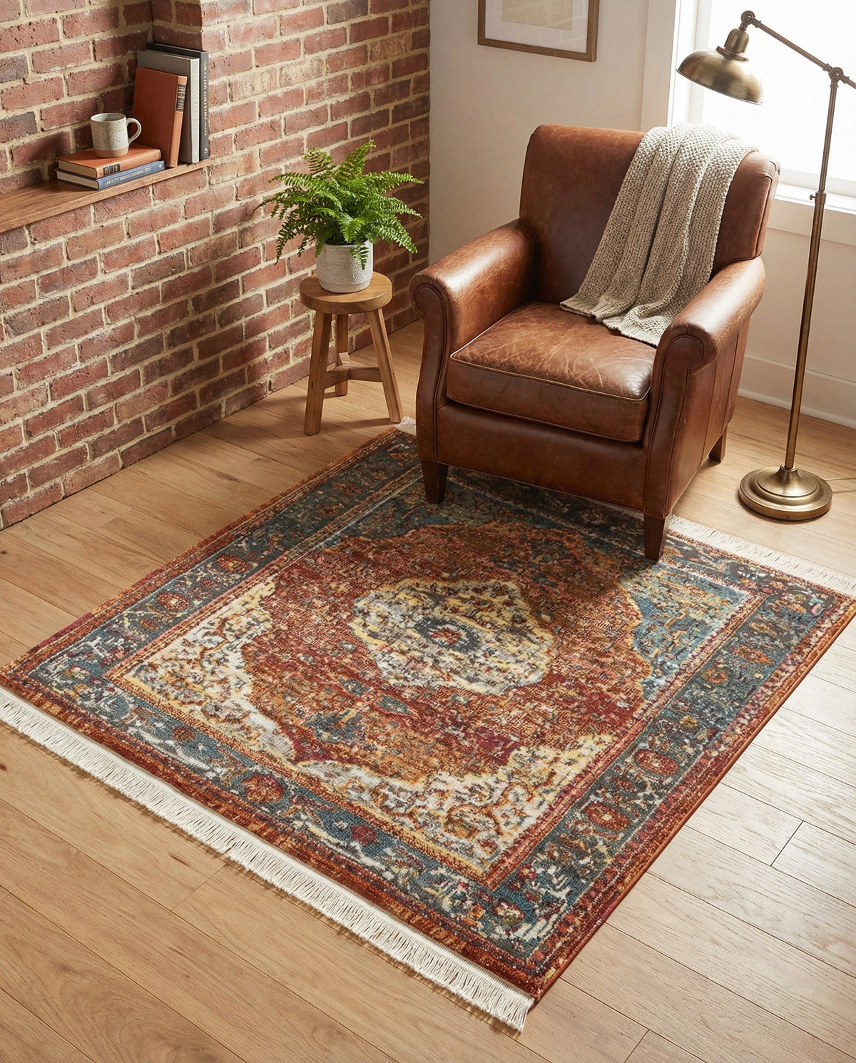 Caribbean Breeze Collection Area Rug -  Vieques Square Rust Red  lifestyle 204