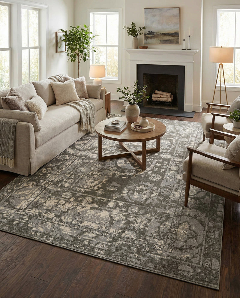 Horizon Collection Area Rug -  Zenith Rectangle Gray  lifestyle 57