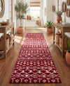 Berber Lattice Shag Collection Area Rug - Atlas (Burgundy Red) Runner Burgundy Red  lifestyle 72