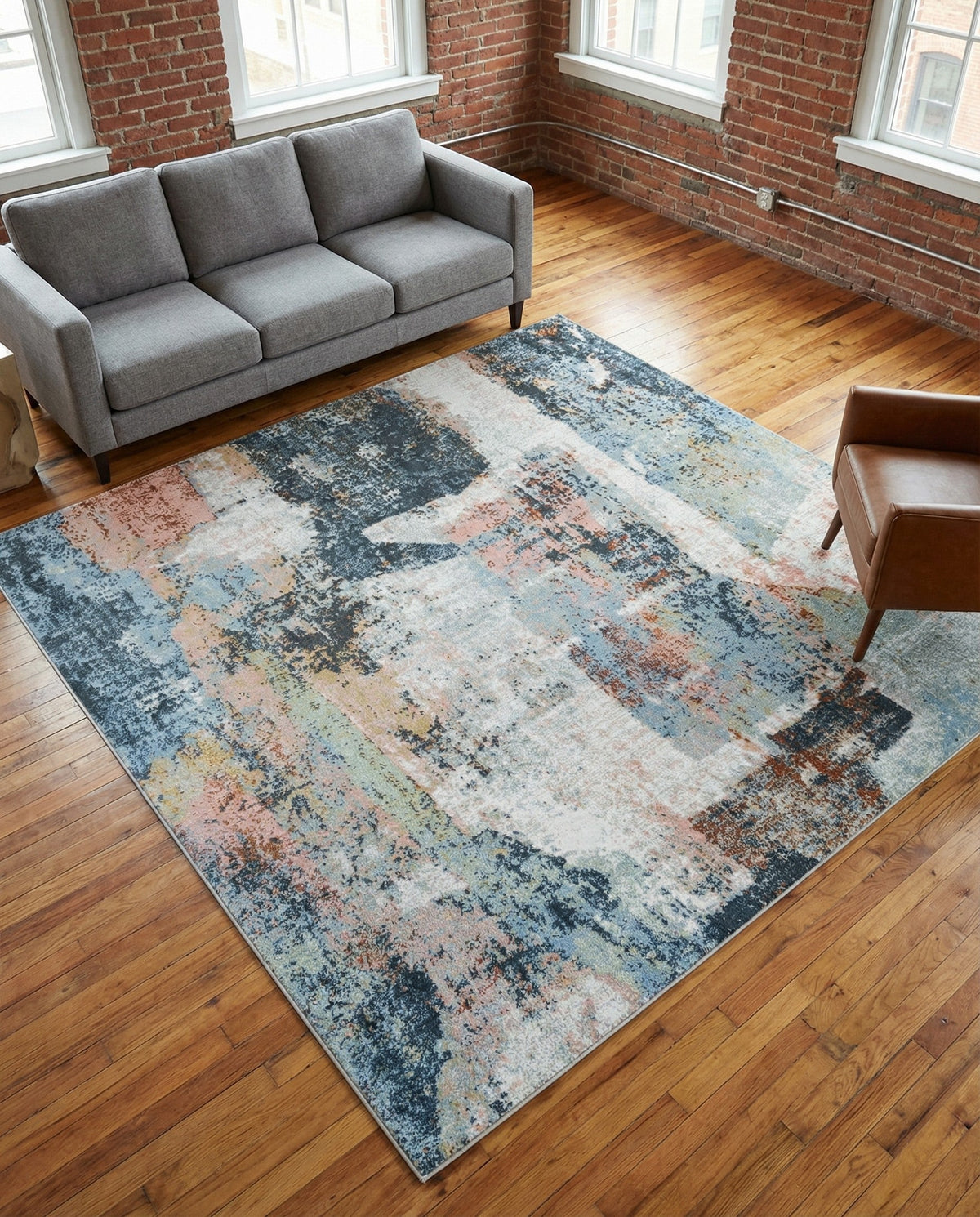 Aegean Elegance Washables Collection Area Rug -  Hydra Square Multi  lifestyle 85