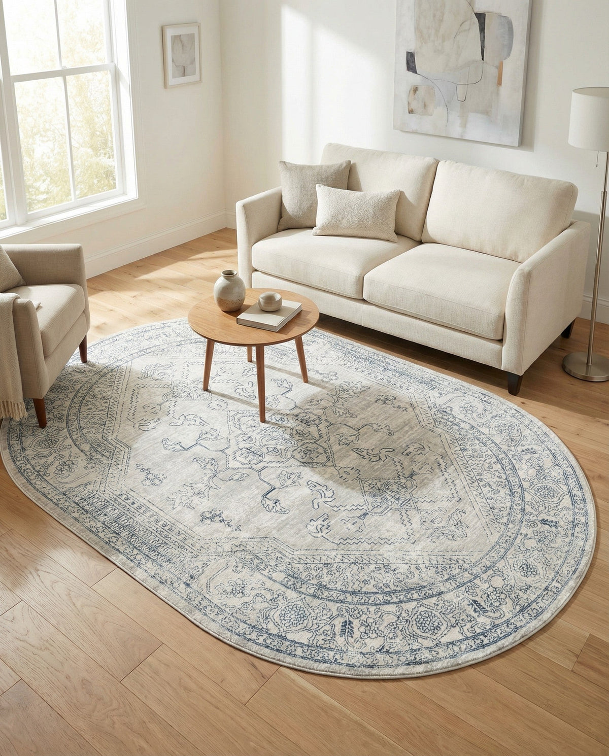 Coastal Haven Collection Area Rug -  Marina Oval Gray  lifestyle 154