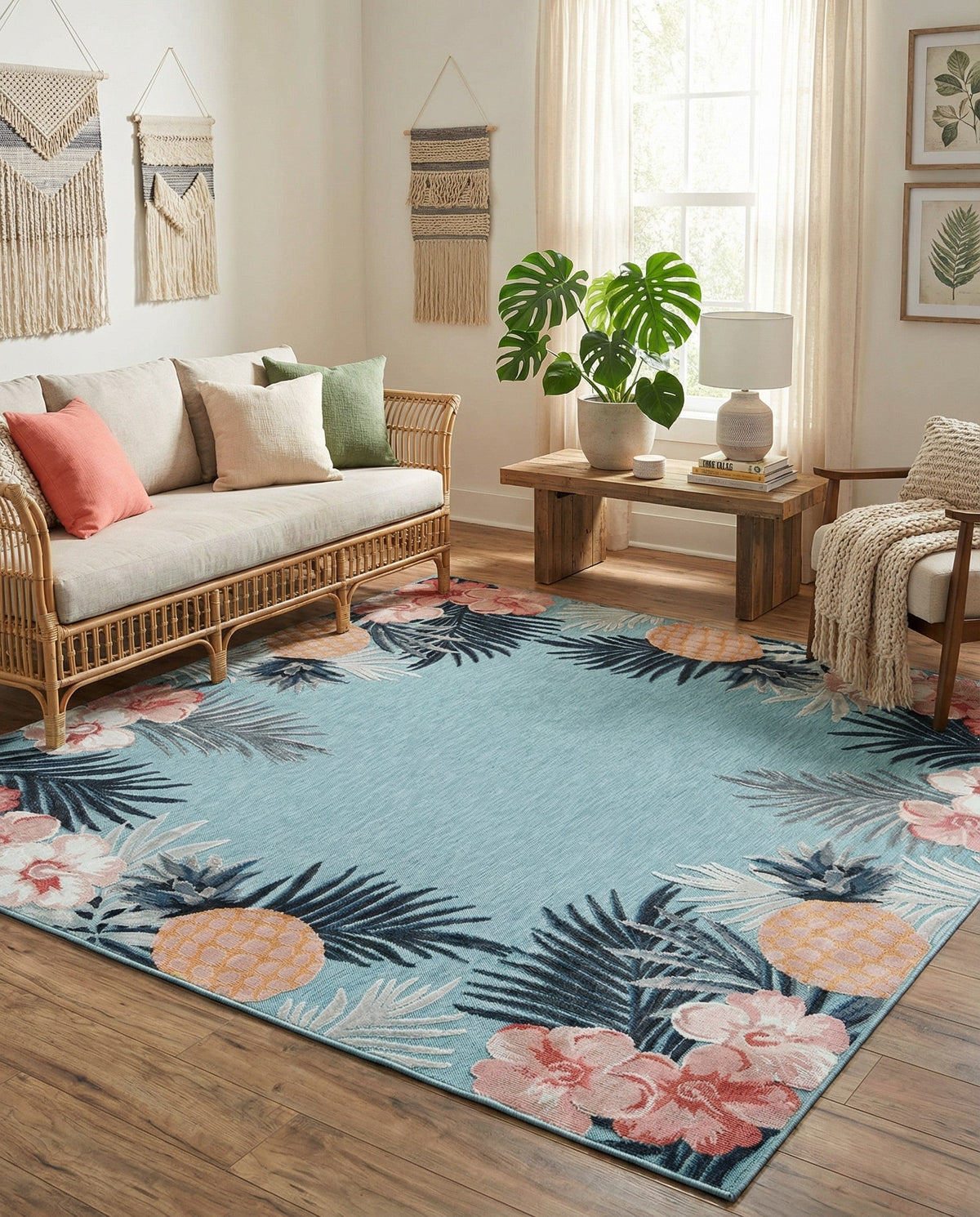Seaside Blooms Collection Area Rug - Haven Square Blue  lifestyle 112