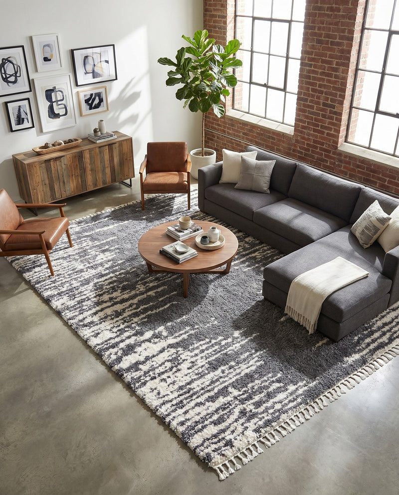 Tranquil Tides Shag Collection Area Rug - Marina Rectangle Gray  lifestyle 39