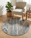 Cascade Range Collection Area Rug - Hood (Navy Blue) Round Navy Blue  lifestyle 36