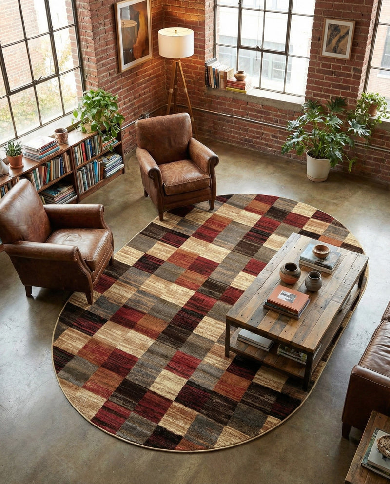 Bistro Lounge Collection Area Rug - Espresso Oval Multi  lifestyle 63