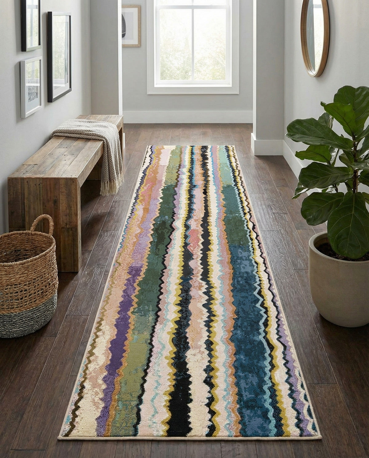 Urban Terrace Collection Area Rug -  Capri Runner Multi  lifestyle 60