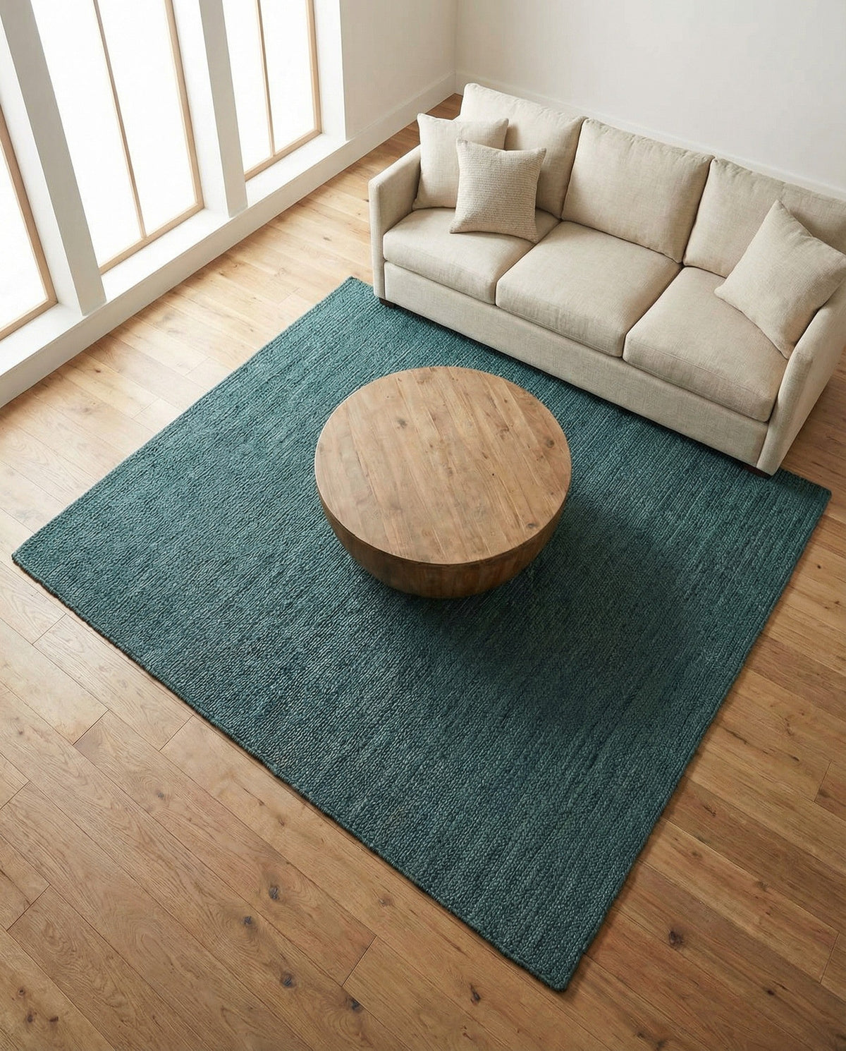Woven Seaside Jute Collection Area Rug - Martha's Square Green  lifestyle 106