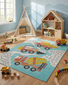 Wonder Tykes Collection Area Rug -  Labyrinth Rectangle Teal  lifestyle 14