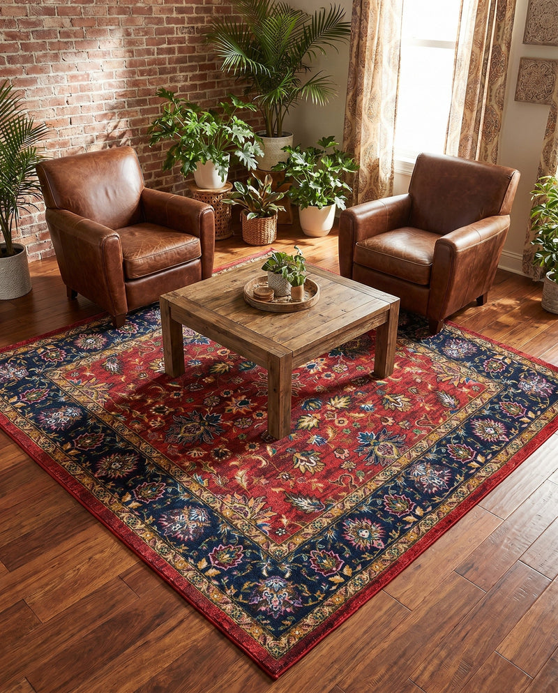 Casablanca Tapestry Collection Area Rug -  Marrakech (Classic Red) Square Classic Red  lifestyle 49