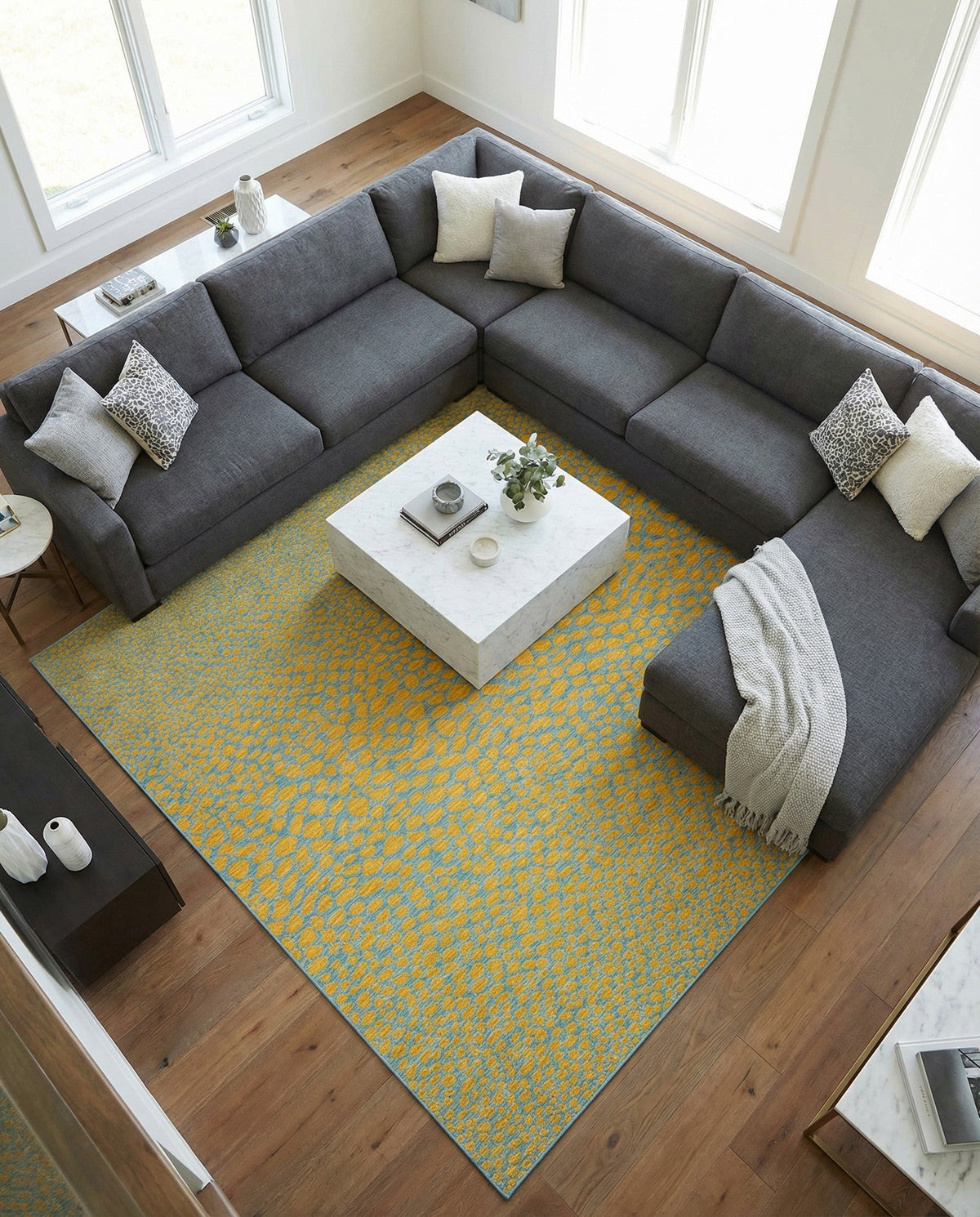Urban Oasis Rugs Collection Area Rug -  Terrace (Yellow and Aqua) Square Yellow and Aqua  lifestyle 49