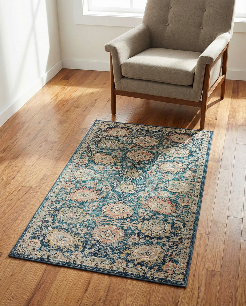 Seville Stripes Collection Area Rug -  Cordoba (Blue) Rectangle Blue  lifestyle 29