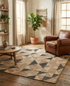 Benares Handwoven Jute Collection Area Rug -  Sarnath Rectangle Beige and Black  lifestyle 6