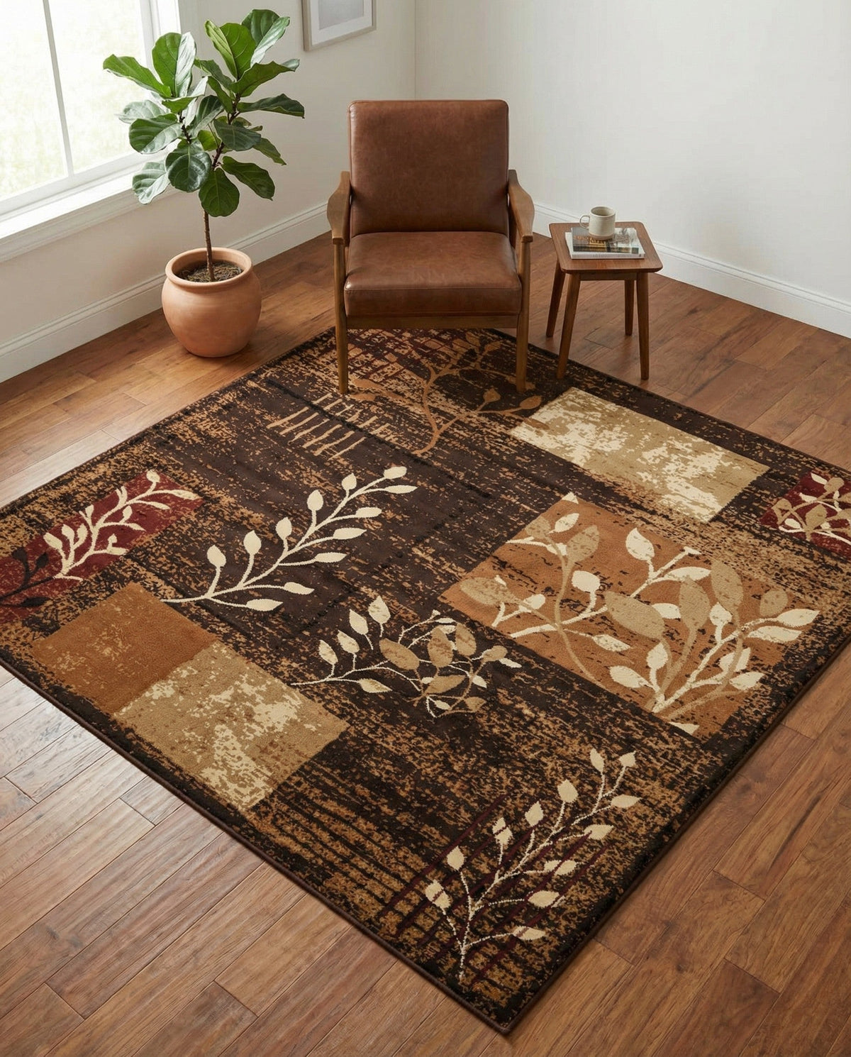 Bistro Lounge Collection Area Rug -  Affogato Square Brown  lifestyle 74