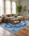 Baroque Era Collection Area Rug - Versailles (Navy Blue) Rectangle Navy Blue  lifestyle 7