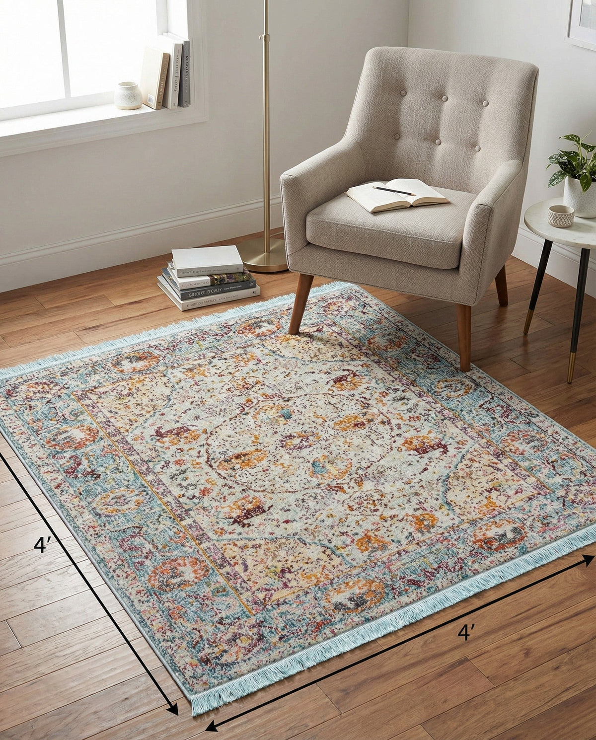 Caribbean Breeze Collection Area Rug -  Xcalak Square Light Blue  lifestyle 102